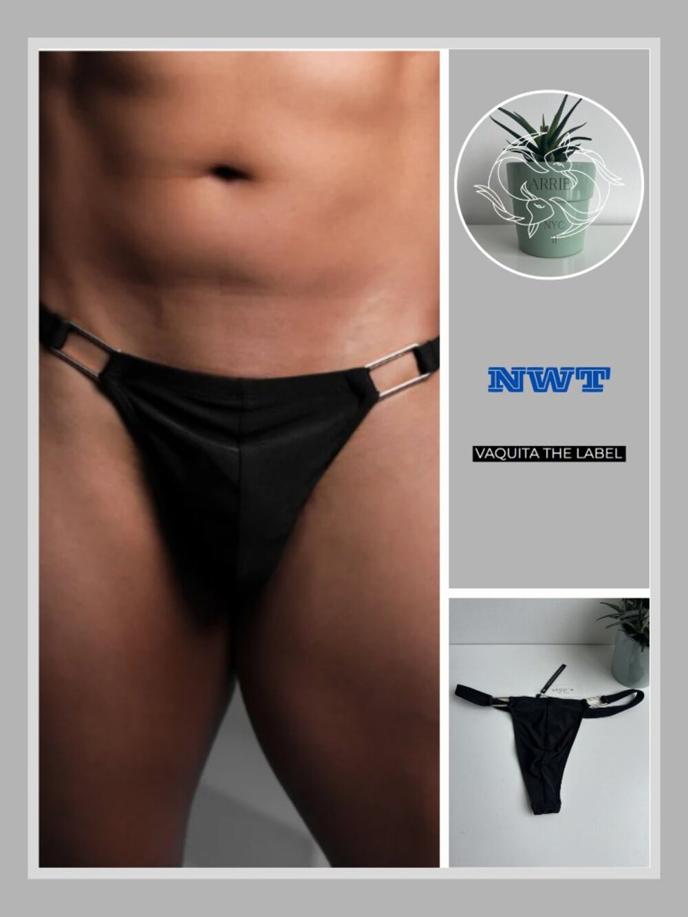 Vaquita The Label - Ryker Buckle Swim Thong - Black (L)